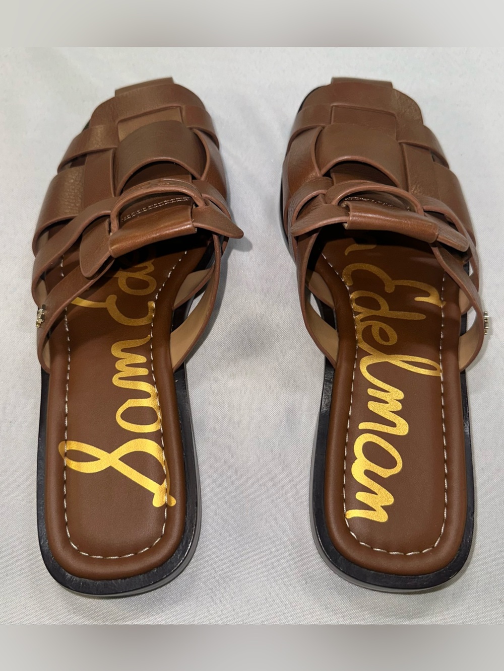 Sam Edelman Dina Woven Size 11 Fisherman Slides Brown Leather Sandals Women's 42 - Picture 4 of 8